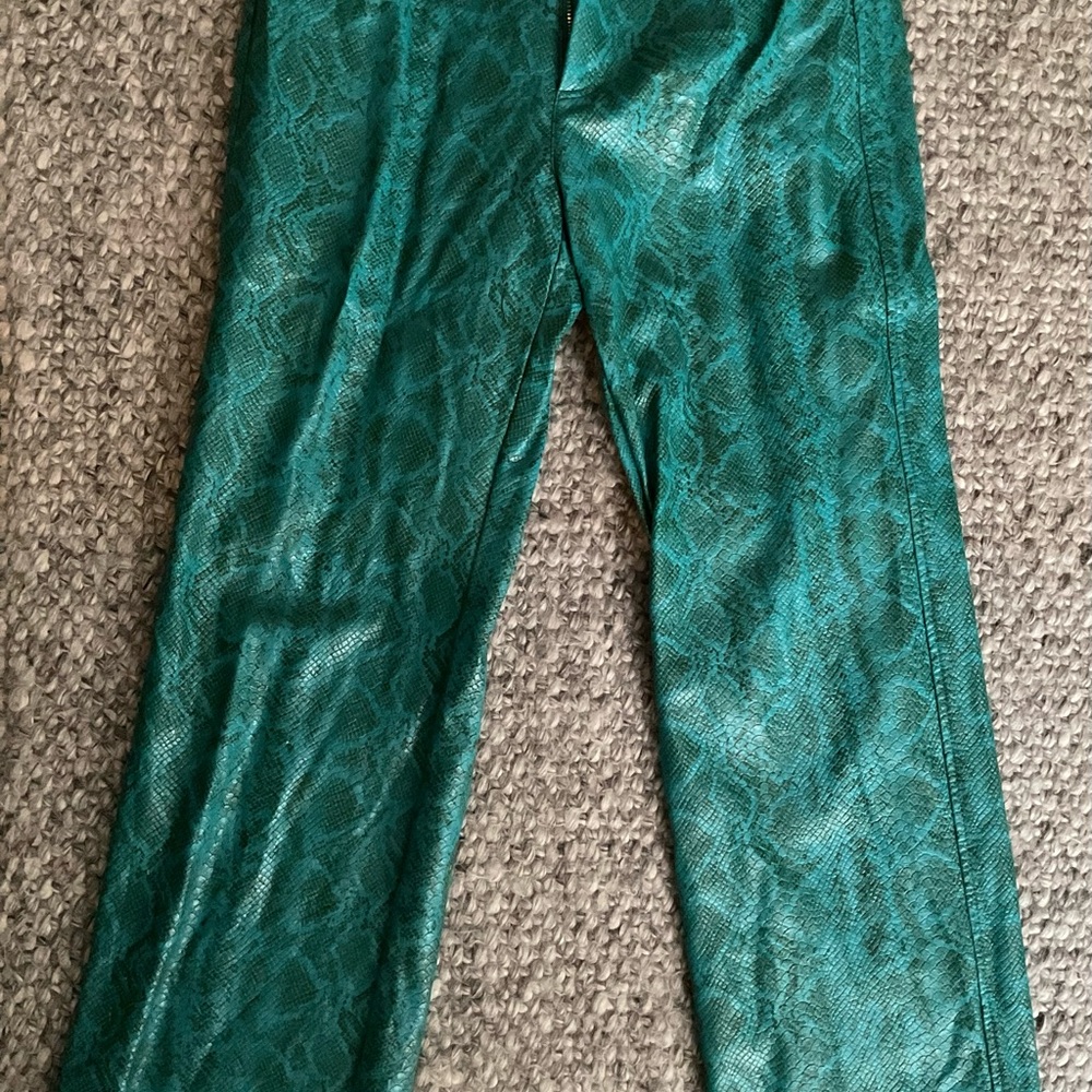 Green Snake Print Pants